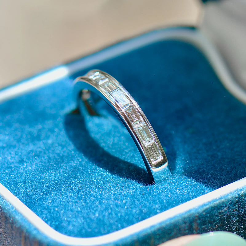 18ct White Gold 0.50ct Baguette Diamond Channel-Set Half Eternity Stackable Band