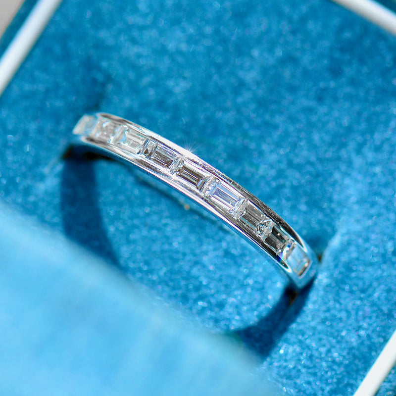 18ct White Gold 0.50ct Baguette Diamond Channel-Set Half Eternity Stackable Band