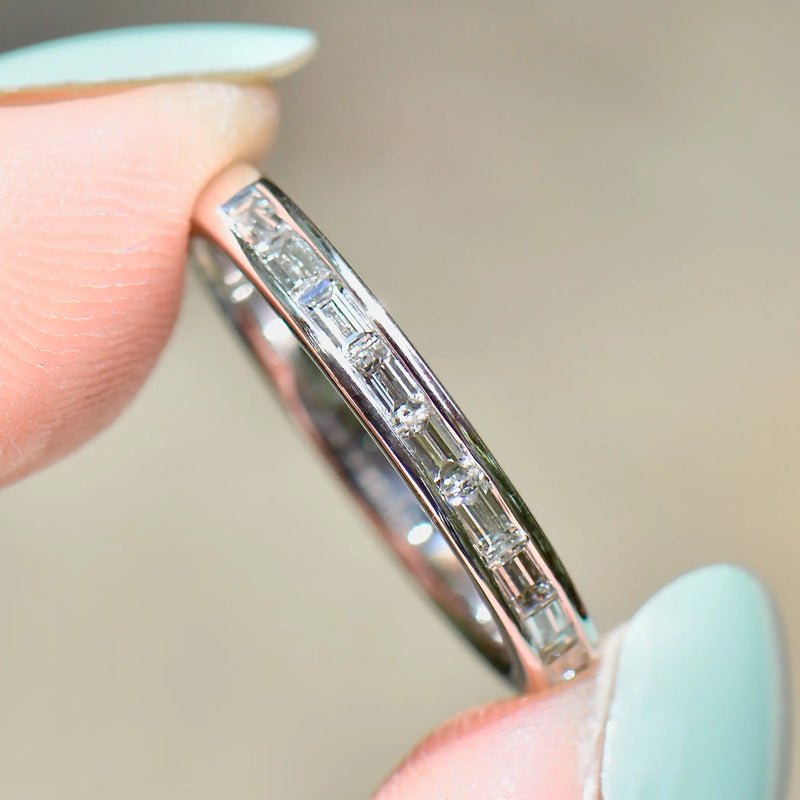 18ct White Gold 0.50ct Baguette Diamond Channel-Set Half Eternity Stackable Band