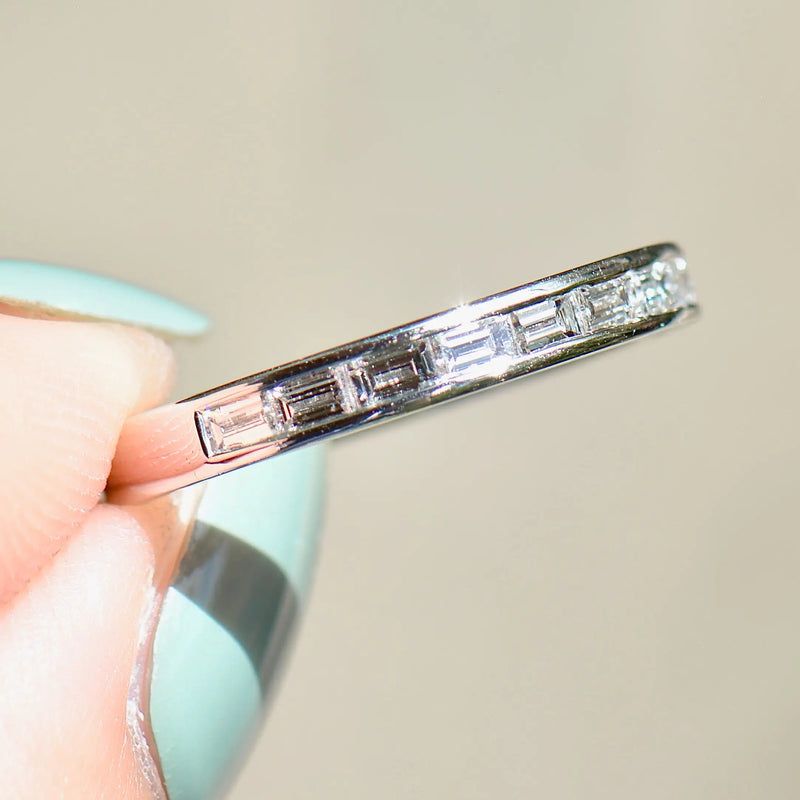 18ct White Gold 0.50ct Baguette Diamond Channel-Set Half Eternity Stackable Band