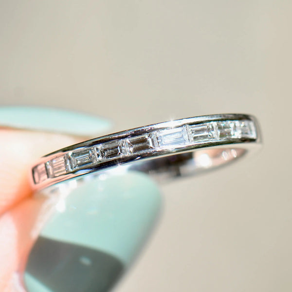 18ct White Gold 0.50ct Baguette Diamond Channel-Set Half Eternity Stackable Band
