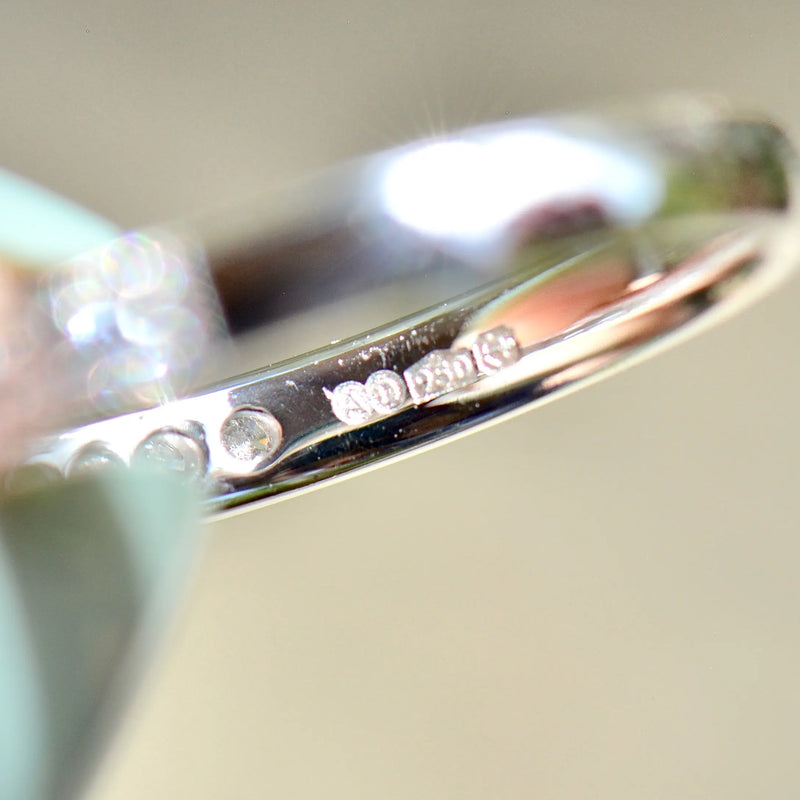 Platinum 0.25ct Diamond Flush-Set Millgrain Detailed Half Eternity Stackable Band
