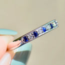 蓝宝石和钻石 18ct 白金半永恒可叠戴戒指（0.60 克拉）