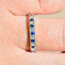 蓝宝石和钻石 18ct 白金半永恒可叠戴戒指（0.60 克拉）