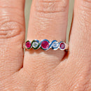 Ruby and Diamond Five-Stone Infinity Design 18ct White Gold Band (0.49ct)