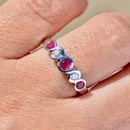 Ruby and Diamond Five-Stone Infinity Design 18ct White Gold Band (0.49ct)