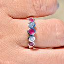 Ruby and Diamond Five-Stone Infinity Design 18ct White Gold Band (0.49ct)