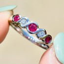 Ruby and Diamond Five-Stone Infinity Design 18ct White Gold Band (0.49ct)