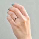 Ruby and Diamond Five-Stone Infinity Design 18ct White Gold Band (0.49ct)