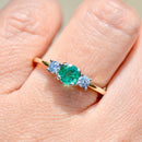 Emerald and Diamond 18ct Yellow Gold Trilogy Engagement Ring (0.56ct)