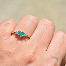 Emerald and Diamond 18ct Yellow Gold Trilogy Engagement Ring (0.56ct)