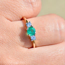 Emerald and Diamond 18ct Yellow Gold Trilogy Engagement Ring (0.56ct)