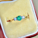 Emerald and Diamond 18ct Yellow Gold Trilogy Engagement Ring (0.56ct)