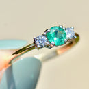 Emerald and Diamond 18ct Yellow Gold Trilogy Engagement Ring (0.56ct)