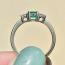Emerald and Diamond 18ct Yellow Gold Trilogy Engagement Ring (0.56ct)