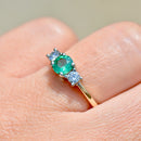 Emerald and Diamond 18ct Yellow Gold Trilogy Engagement Ring (0.56ct)