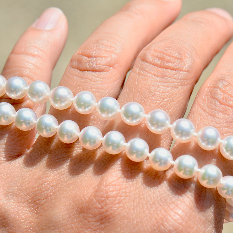 9ct 白金扣环 Akoya 珍珠项链（6-6.5 毫米）
