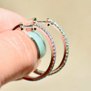 Diamond 0.44ct 9ct White Gold Medium Large Lever-Back Hoop Earrings