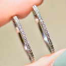 Diamond 0.44ct 9ct White Gold Medium Large Lever-Back Hoop Earrings