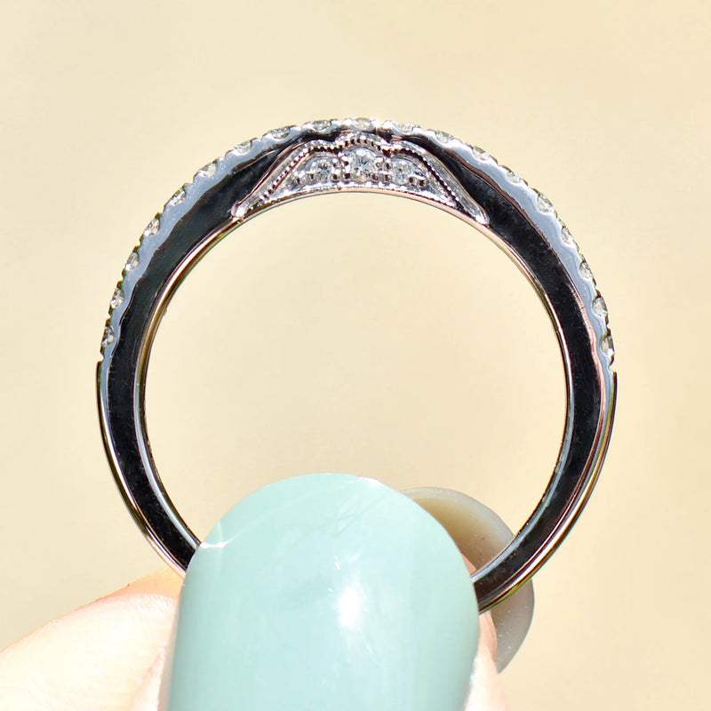 Tolkowsky 18ct White Gold Half Eternity Diamond Stackable Band