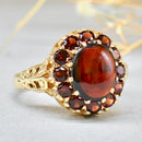 Vintage 1970s Garnet 9ct Yellow Gold Cluster Dress Ring