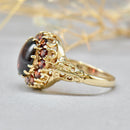 Vintage 1970s Garnet 9ct Yellow Gold Cluster Dress Ring