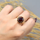 Vintage 1970s Garnet 9ct Yellow Gold Cluster Dress Ring
