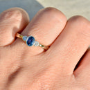 Vintage Sapphire and Diamond 9ct Yellow Gold Trilogy Engagement Ring