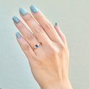 Vintage Sapphire and Diamond 9ct Yellow Gold Trilogy Engagement Ring