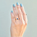 Vintage Sapphire and Diamond 9ct Yellow Gold Trilogy Engagement Ring