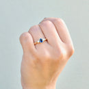 Vintage Sapphire and Diamond 9ct Yellow Gold Trilogy Engagement Ring