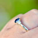 Vintage Sapphire and Diamond 9ct Yellow Gold Trilogy Engagement Ring