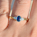 Vintage Sapphire and Diamond 9ct Yellow Gold Trilogy Engagement Ring