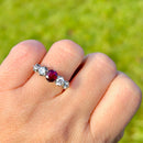Vintage 1970s Ruby (Unheated) and Diamond Five-Stone 18ct Yellow Gold Ring (1.44ct)