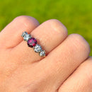 Vintage 1970s Ruby (Unheated) and Diamond Five-Stone 18ct Yellow Gold Ring (1.44ct)