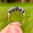 Vintage 1970s Ruby (Unheated) and Diamond Five-Stone 18ct Yellow Gold Ring (1.44ct)