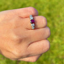 Vintage 1970s Ruby (Unheated) and Diamond Five-Stone 18ct Yellow Gold Ring (1.44ct)