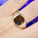 Vintage 1960s Bloodstone 9ct Yellow Gold Signet Ring
