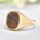 Vintage 1960s Bloodstone 9ct Yellow Gold Signet Ring