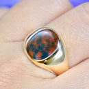 Vintage 1960s Bloodstone 9ct Yellow Gold Signet Ring