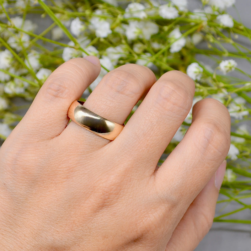 Vintage 1960s 9ct Yellow Gold 6.8mm Wide Traditional Court Standard Wedding Band