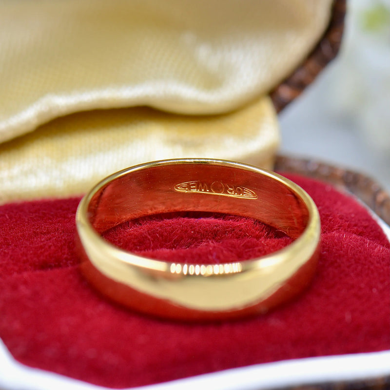 Vintage 1960s 22ct Yellow Gold 4.5mm Wide Traditional Court Standard Wedding Band