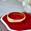 Vintage 1960s 22ct Yellow Gold 4.5mm Wide Traditional Court Standard Wedding Band