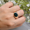 Vintage 1970s East-West Set Bloodstone 9ct Yellow Gold Signet Ring