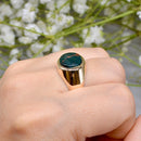 Vintage 1970s East-West Set Bloodstone 9ct Yellow Gold Signet Ring