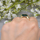 Vintage 1970s East-West Set Bloodstone 9ct Yellow Gold Signet Ring