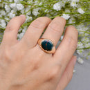 Vintage 1970s East-West Set Bloodstone 9ct Yellow Gold Signet Ring