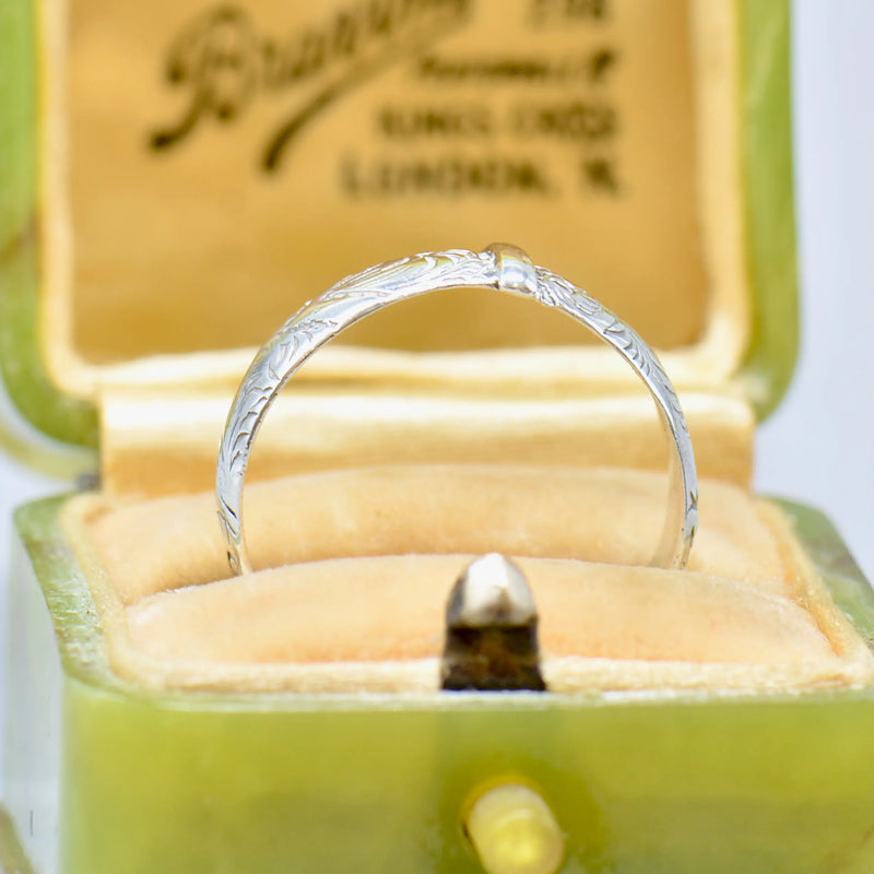 Antique Late Victorian Sterling Silver Engraved Buckle Ring