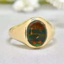 Vintage 1960s Small Bloodstone 9ct Yellow Gold Signet Ring