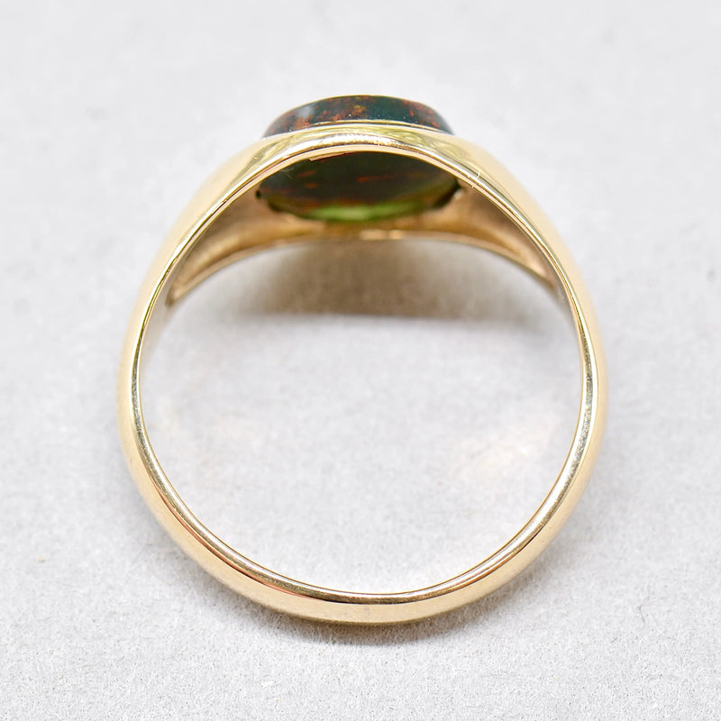 Vintage 1960s Small Bloodstone 9ct Yellow Gold Signet Ring